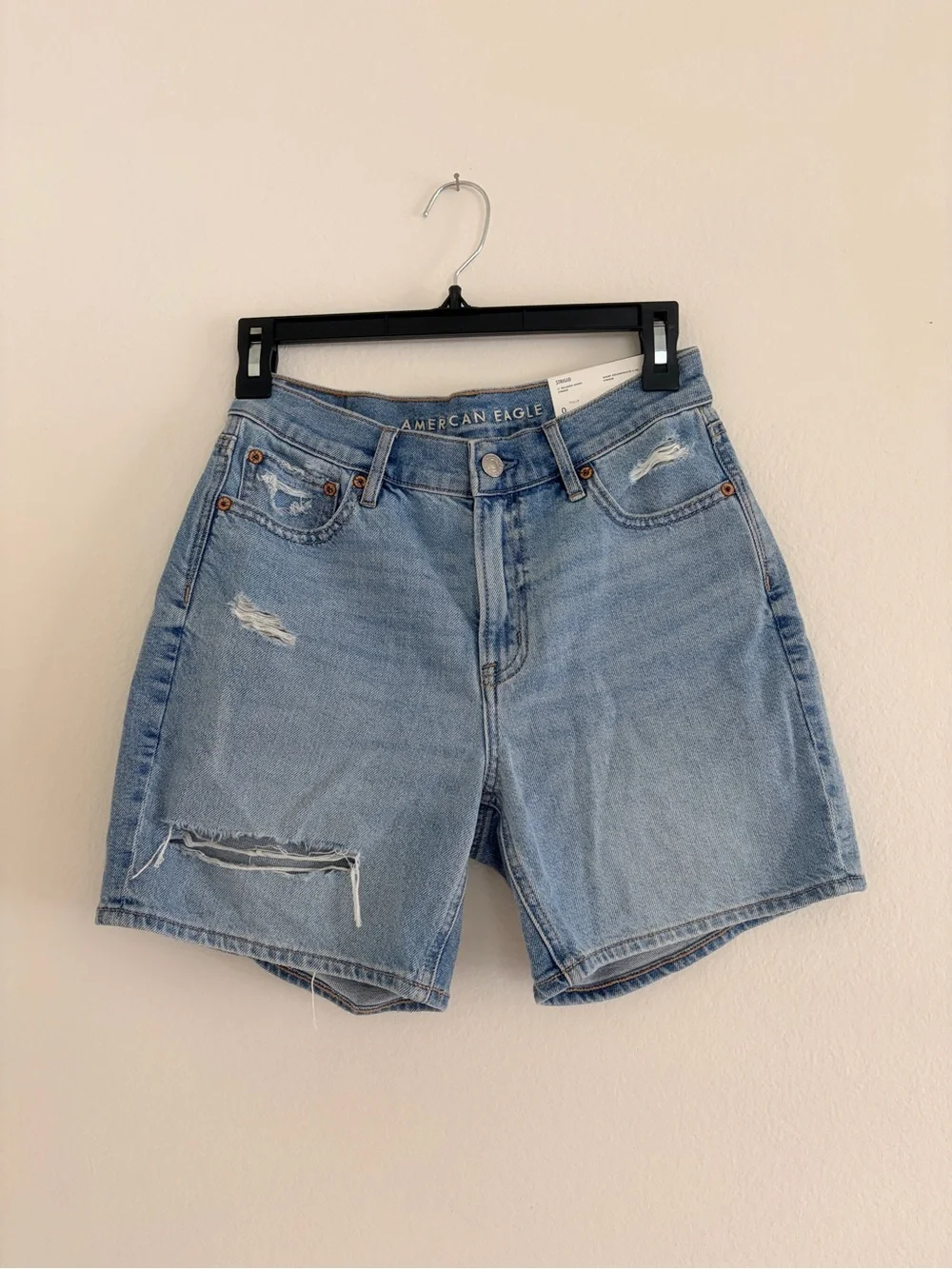 American Eagle Outfitters Strigid Light Wash Long Denim Shorts